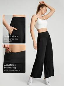 GLOWMODE 面料柔軟舒適的休閒放鬆長褲（含絲滑感） - 黑色 - 查看 5