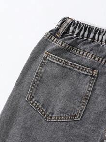 Teen Girls Rainbow Print Distressed Straight Leg Jeans,Holiday,Summer,Travel