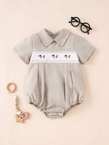 Souflis Souflis 男婴休闲翻领连体衣，腊肠犬印花 - 灰色 - 查看 1