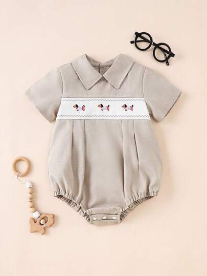 Souflis Souflis 男婴休闲翻领连体衣，腊肠犬印花