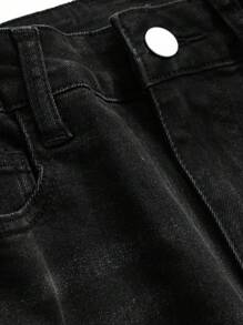 Dazy Plus Elastic Washed Distressed Wrap Around Flare Long Women Girls Denim Jeans, All Season