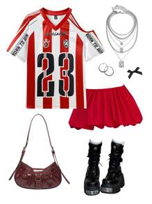 Coolane Women's Summer Y2K Blockcore Sportswear Game Day Striped Number Pattern Off Shoulder Raglan Sleeve V-Neck Jersey T-Shirt,Rave Top