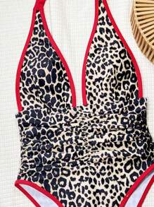 Swim SXY 1pc Women's Leopard Print Swimsuit, Stylish For Summer - Multicolor - View 3