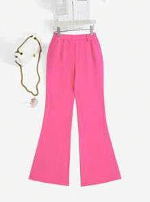 SHEIN Clasi Women's Solid Color Button Decorated Pants, Fashionable For Summer - Hot Pink - View 2