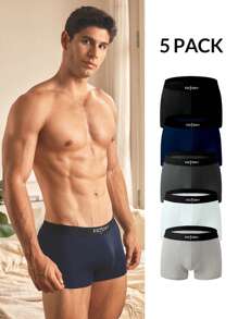 5pcs/Set Men's Boxer Briefs, Breathable Everyday Underwear, Suitable For All Seasons - Multicolor - View 1