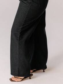 Aralina Plus Size Casual Washed Vintage Loose Fit Jeans - Black - View 5