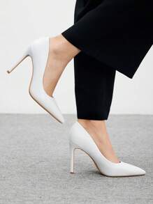 CUCCOO BIZCHIC New Versatile Pointed Toe High Heel Shoes For Women For Christmas - White - View 3