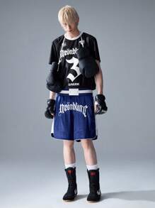 NEON BLANC 男士街头风格字母印花宽松休闲短裤，适合夏季，街头潮流必备