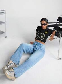 RueChic Women's Comfort Straight Fit Jeans, Fashionable For Summer Womens Women S Outfits Work Outfits For Women Baggy Jeans Woman Womens Petite - Medium Wash - View 5