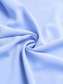 SHEIN Clasi Women's Elegant Casual Commuting Vacation Solid Color Mid-High Collar Raglan Sleeve Loose Side Slit Long Dress, Spring/Summer - Baby Blue - View 7