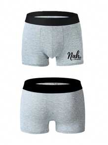 Manfinity Underwear&Sleepwear Basics 5pcs/Pack Men's Plus Size Boxer Briefs, Casual Comfortable Underwear - Multicolor - View 5