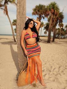 SHEIN SXY Vestidos de playa hawaianos para mujer de talla grande, conjuntos de vacaciones de verano, cubrecuerpos de playa. Adecuado para uso diario, festivales de música, conciertos, fiestas de carnaval, vacaciones en la playa, citas, cumpleaños, despedidas de soltera, club, vestimenta casual, compras, ropa de calle, salidas, que favorece la figura