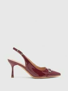 CUCCOO BIZCHIC Women's Pointed Toe High Heel Pumps, Sexy Stilettos Suitable For Outdoor, Commuting, Party, Banquet - Red Spring Shoes - Burgundy - View 6
