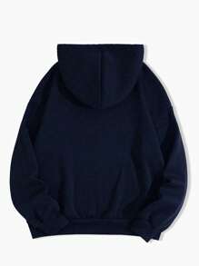 INAWLY Áo hoodie trễ vai in chữ thường ngày cho nữ, tốt nghiệp, giáo viên, trở lại trường, thu - Màu xanh hải quân - Xem 2