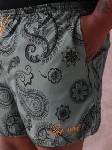 SUMWON Plus Size Paisley Print Swimming Trunks Beach Pool Summer Holiday Bathing Suit Athletic Sports Lightweight Vacation Resort Wear