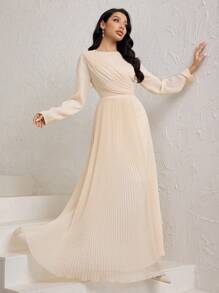 Veilorie Women's Solid Color Arabic Style Dress, Fashionable For Summer - Yellow - View 6