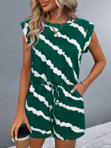 EMERY ROSE Mono de mujer con cuello redondo y contraste de color sin mangas, de moda para el verano