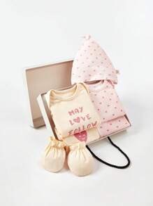 Cozy Pixies 新生嬰兒女童長袖連體褲和帽子套裝,贈禮盒內 - 粉色 - 查看 3