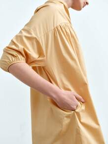 Aalyst Vestido corto casual y holgado con cuello en V, mangas abullonadas, hombreras, volantes y bolsillos, adecuado para vacaciones, citas, bodas, festivales de música, verano