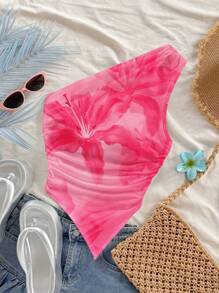 Soleia Casual Minimalist Floral Pattern Blouse, Suitable For Summer,Rave Top Suitable For Going Out - Pink - View 5