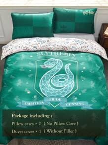 HARRY POTTER X SHEIN 绿色蛇纹羽绒被套装、礼品 - 綠色 - 查看 8