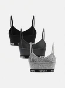 Dozemod 少女和少女 3 件套简约字母弹力吊带文胸