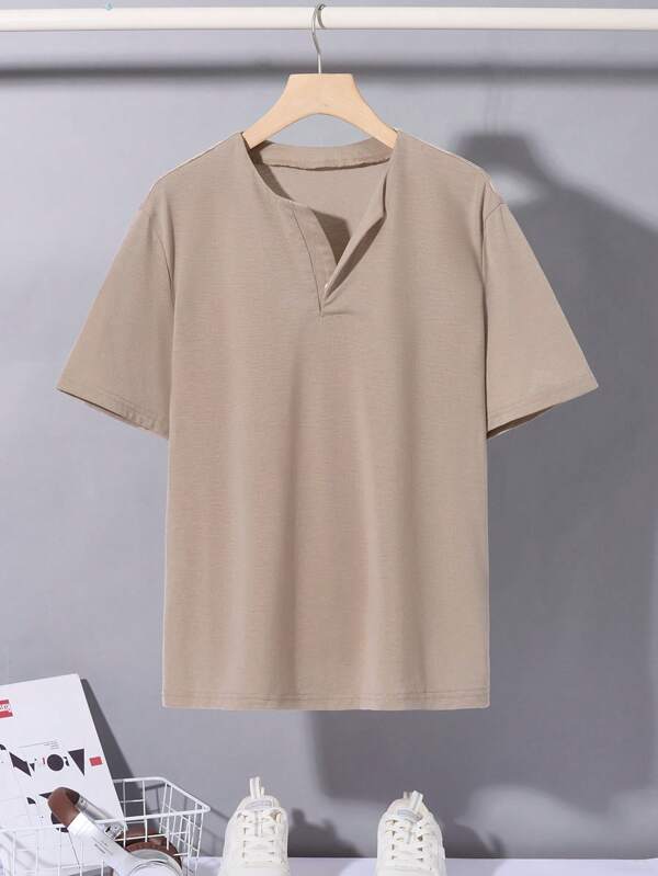 SHEIN Teenager Jungen Lässig bequemes vielseitiges Einfarbiges Kurzarm Top