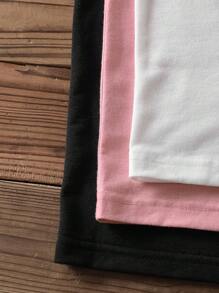 SHEIN LUNE 3 件纽约地标和英国图案圆领短袖 T 恤套装，女款，略微透明夏季