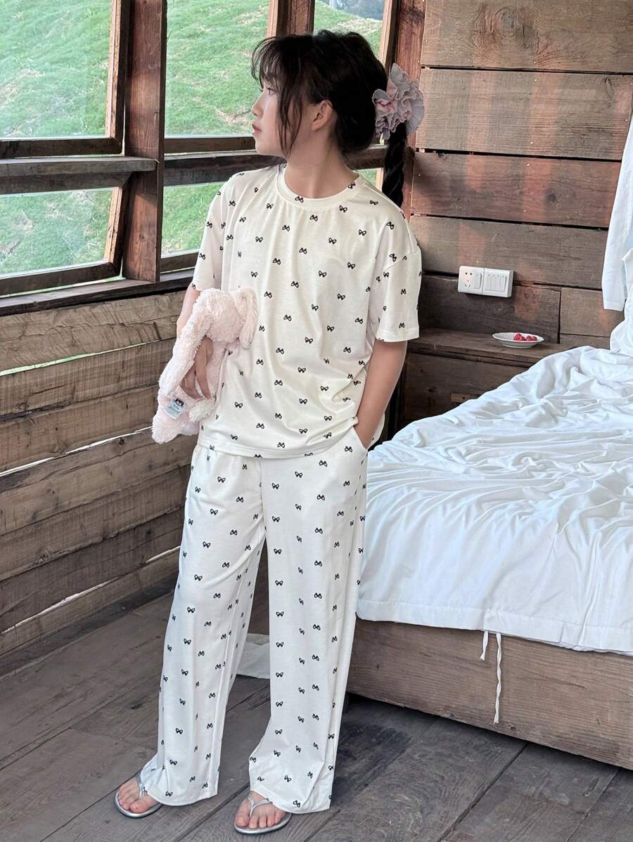 DAZY Tween Girls Loungewear Pajama Set, Fall, Back To School Clothes - White - View 1