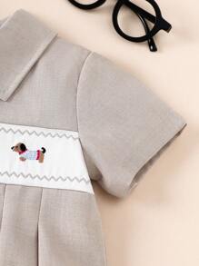 Souflis Souflis 男婴休闲翻领连体衣，腊肠犬印花 - 灰色 - 查看 7