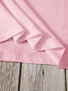 INAWLY Plus Size Round Neck Short Sleeve T-Shirt, Fashionable For Summer - Pink - View 4