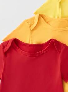 SHEIN Playful Pals 6 件装新生男婴可爱多色休闲日常穿着短袖连体衣，适合夏季 - 彩色 - 查看 3