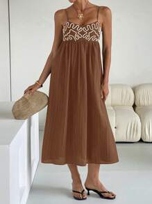 Siren Gaze 1 件女式长款无袖黑色连衣裙 - 棕色 - 查看 5