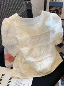 Chiquease كارديجان أكمام قصيرة للنساء، ملابس علوية عليا قصيرة الأكمام على الطراز الفرنسي بنمط نسيجي بسيط وعادي، مناسبة للارتداء اليومي، ملابس صيفية للنساء، ملابس علوية صيفية