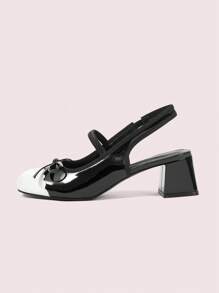 CUCCOO DOLLMOD Damen Plateau Mary Jane Schuhe mit Farbblock, rundem Zehenbereich, Keilabsatz und Schmetterlingsschnalle - Schwarz - Übersicht 6
