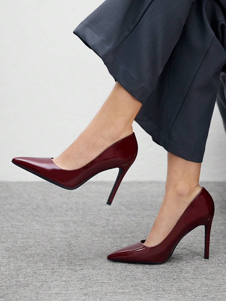 CUCCOO BIZCHIC New Versatile Pointed Toe High Heels For Women - Burgundy - View 1