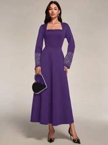Modelyn Vestidos de noche elegantes para mujer con decoración de rhinestone para fiesta