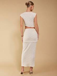 COSMINA Women's Apricot 3D Floral 2 Pieces Set, Elegant Holiday Style