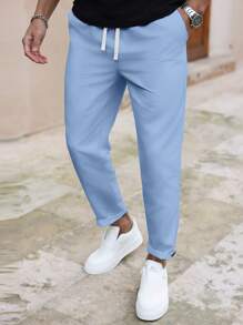 Manfinity Homme Pantalones casuales de unicolor de corte recto y ajustados para hombre