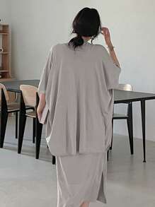 DAZY 2pcs/Set Women Solid Color Loose Camisole Dress & Cardigan Sweater
