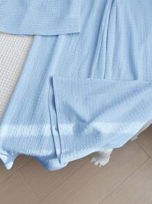 LMoss Kids LMoss 2pcs/Set Tween Girl Woven Solid Color Camisole And Wide Leg Pants - Baby Blue - View 3