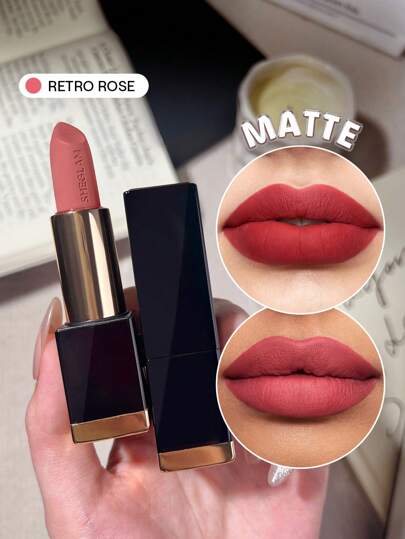 SHEGLAM Matte Allure Lipstick-Retro Rose 20 Colors Long Lasting Lipstick High Pigment Velvety Soft Lipstick Brand Beauty Makeup Face Paint Cosmetic For Women Girls Perfect For Fall Winter Ideal For Y2K Fancy Fashion Suitable For Birthday Christmas Present Party Ready Best Color