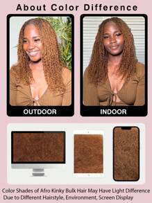 Boho Braids 1 PC Tóc người Afro Kinky Bulk màu nâu Afro Kinky Curly Bulk bện tóc nối cho tóc xoắn Locs tóc người móc cho tóc tết không thắt nút 50g/cái - S30 - Xem 4