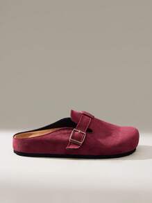 Solecia Women's Spring/Autumn New Fashion Thick Sole Mules Slip-On Closed Toe Loafers - Burgundy - View 3