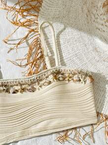 SHEIN Conjunto de bikini de 2 piezas para niña preadolescente con top con tirantes y Bottom triangular con falda