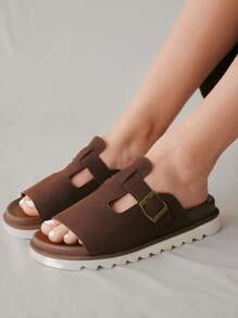 Solecia Flat Casual Loafers, Simple & Fashion For Daily Wear Spring Summer Shoes - Coffee Brown - View 1