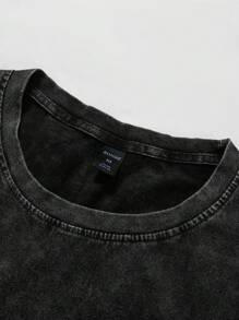 ROMWE MEN Street Life Men's Anime Distressed Character & Letter Print Hem Ripped Tank Top - Black - View 5