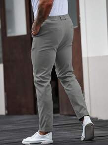 Manfinity Mode Pantalon de costume casual pour homme de couleur unie avec poche oblique