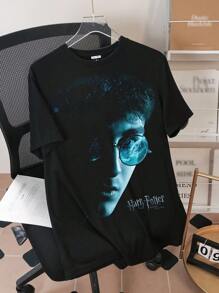 HARRY POTTER X SHEIN Men's Casual Letter & Figure Graphic T-Shirt, Summer