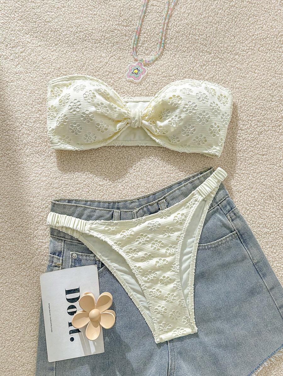 Swim Mod Women's Minimalist Style Triangle Bikini Set, Suitable For Summer - Beige - View 1